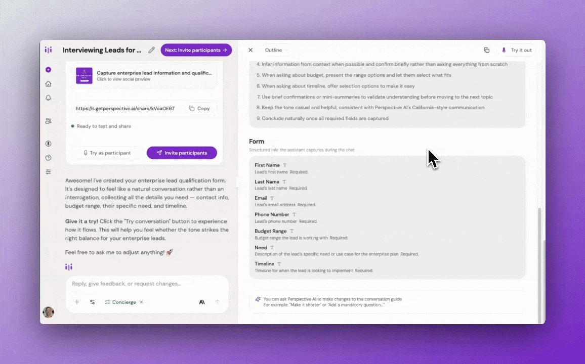 animated Research outline showing completion flow section